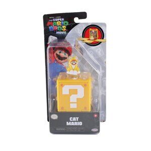 Super Mario Bros Movie Cat Mario Figure w/ Question Block Jakks Pacific